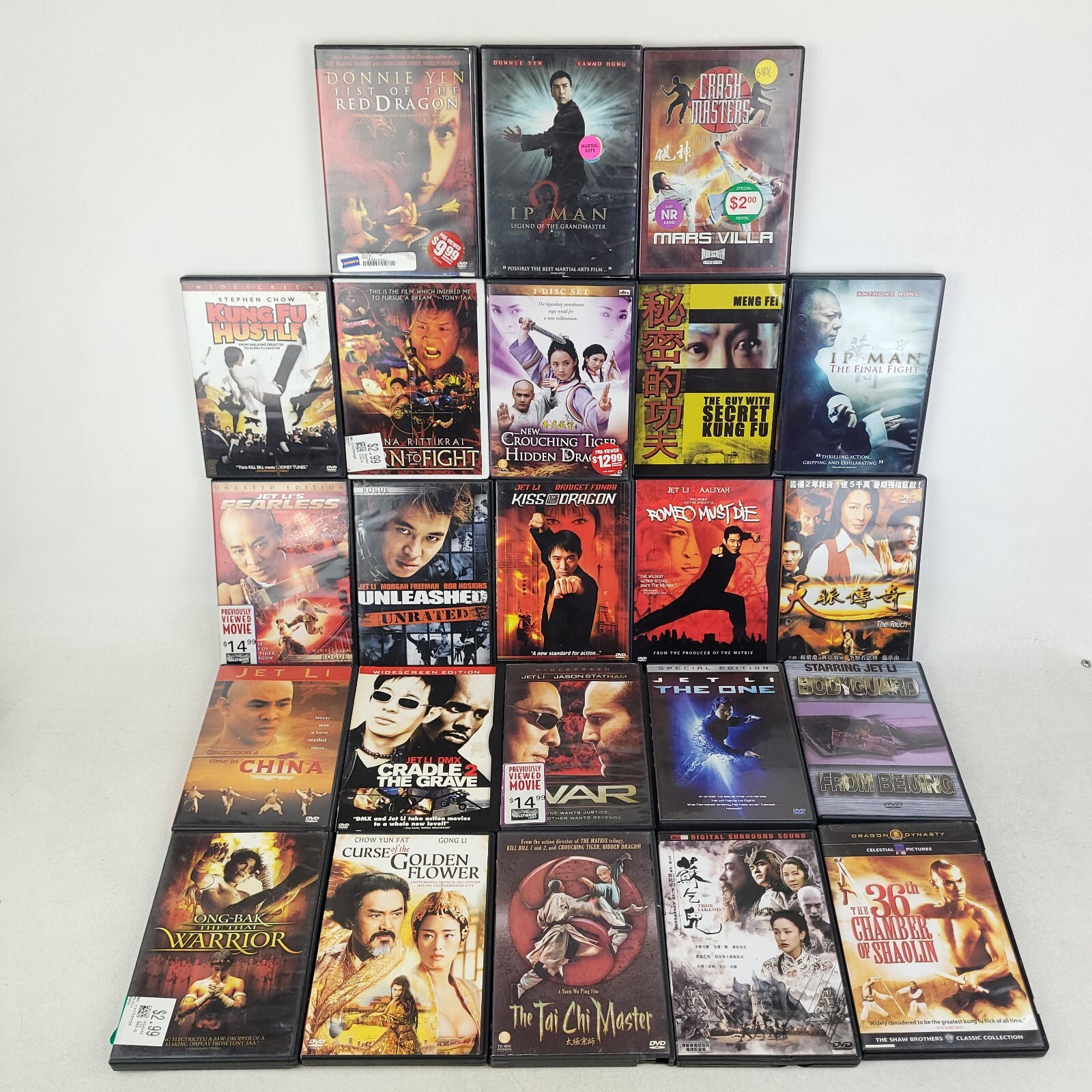 Lot 23 Martial Arts DVDs Jet Li Donnie Yen Michelle Yeoh Chow Yun Fat Tony Jaa