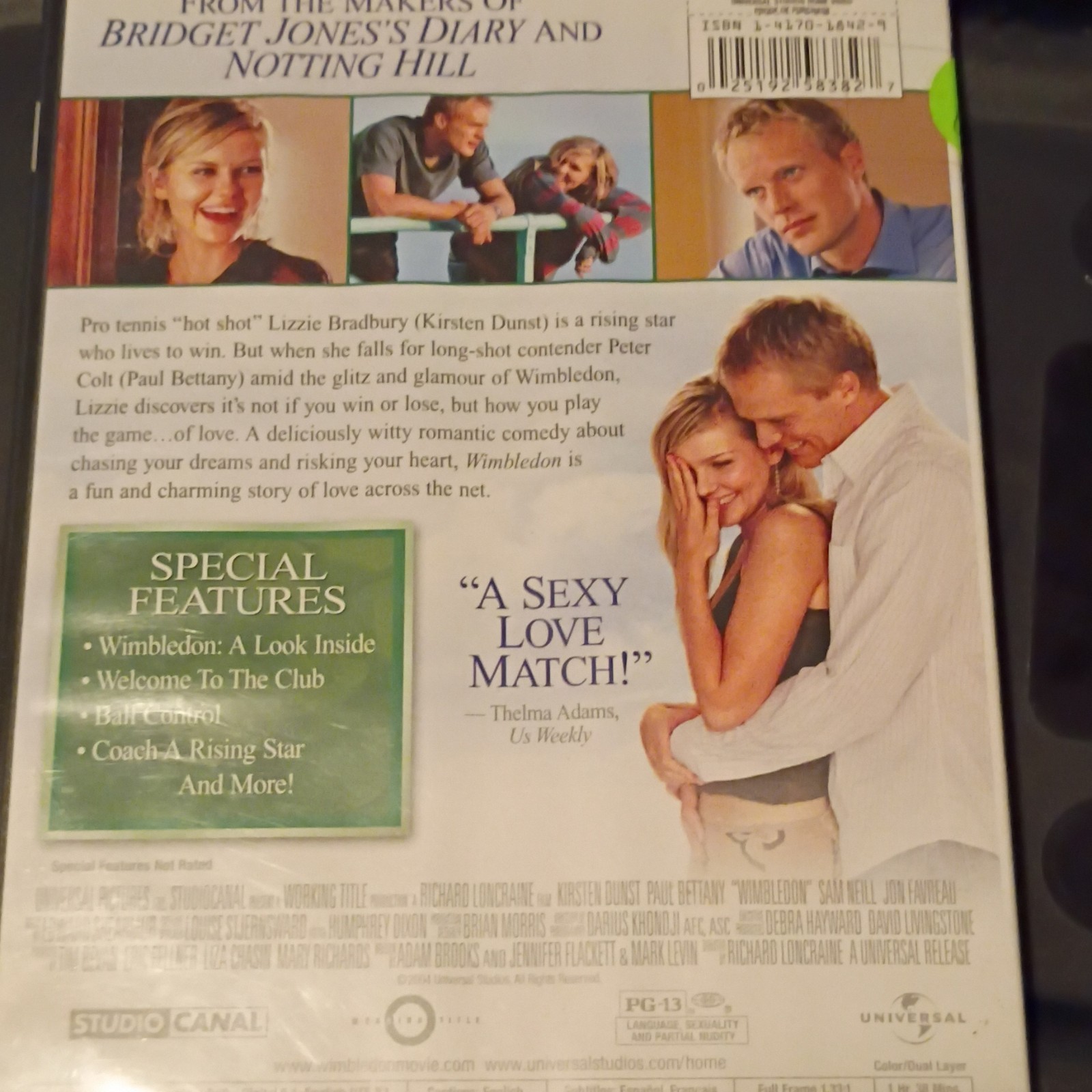 Universal Wimbledon DVD Romantic Comedy PG-13 Kirsten Dunst, Paul Bettany