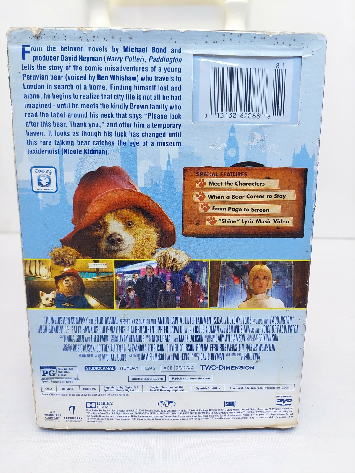 Paddington Hugh Bonneville Sally Hawkins Nicole Kidman Slipcover NEW DVD 2015