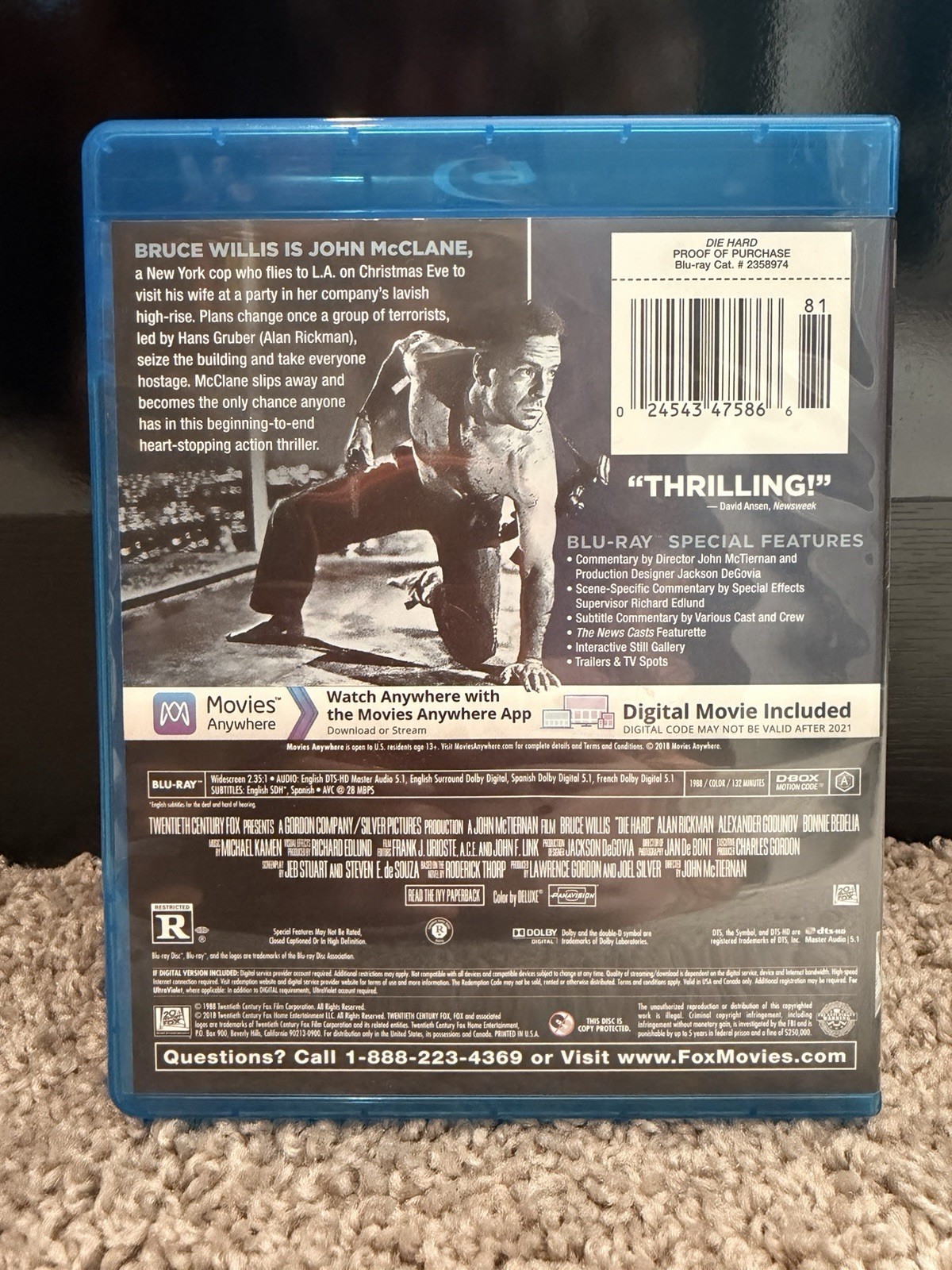 Twentieth Century Fox Die Hard Blu-ray Bruce Willis Commentary R 1988 131 Min