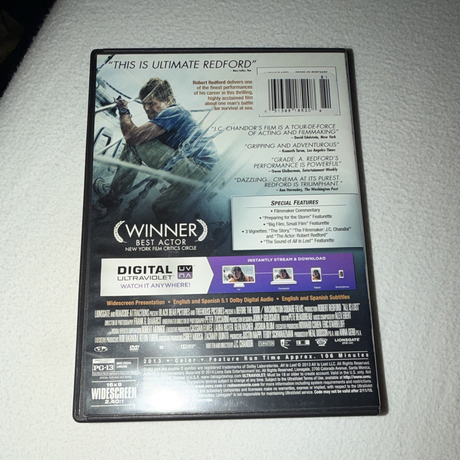 Lionsgate All Is Lost DVD PG-13 2013 Widescreen 106 min Robert Redford