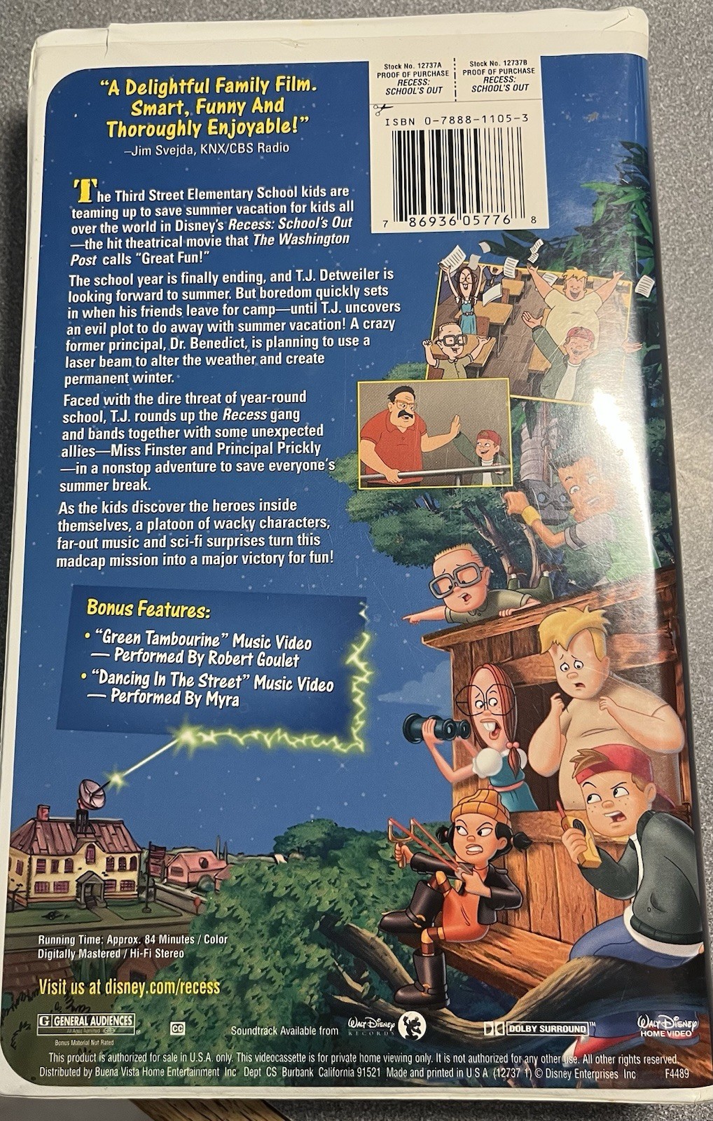 Disney“ Recess Schools Out- Saving The Playground“used VHS Animated CLAMMSHELL.
