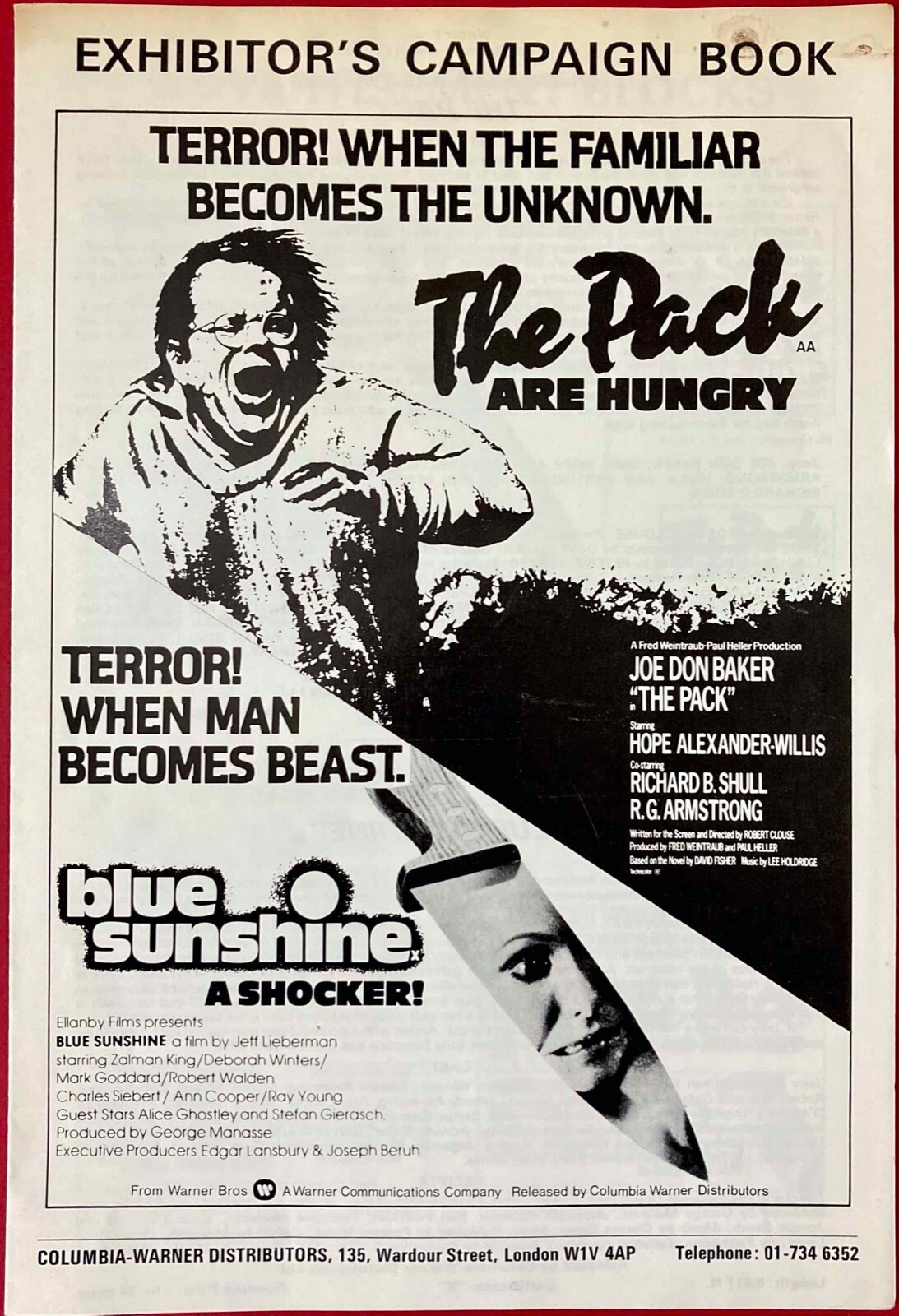 The Pack Original UK Campaign Press Book Joe Don Baker Robert Clouse 1977