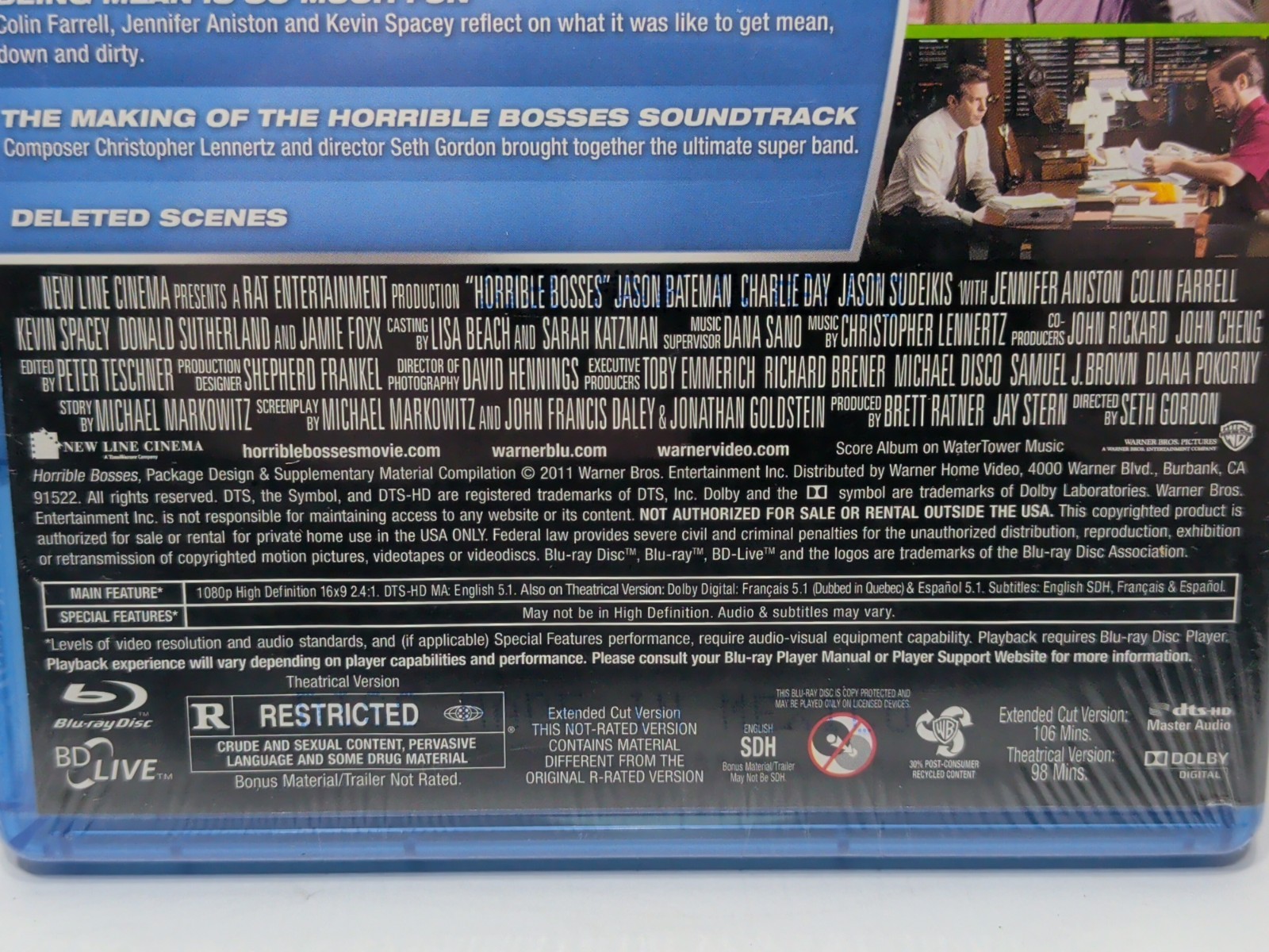 ✨New✨ Horrible Bosses (Blu-ray, 2-Disc Totally Inappropriate Edition) New Sealed