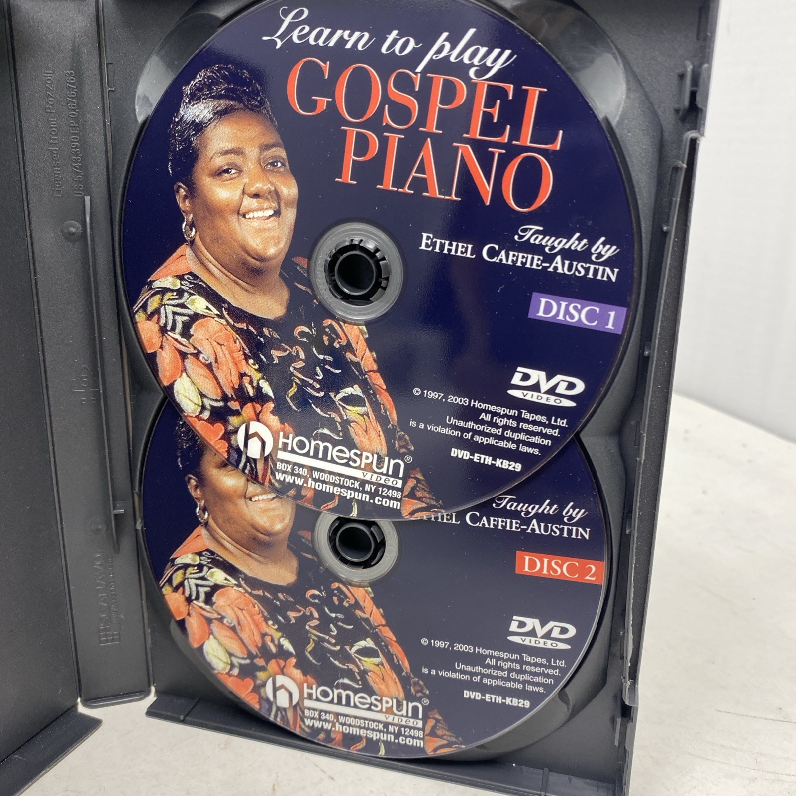Learn to Play Gospel Piano Taught by Ethel Caffie-Austin 2 DVDs NO Book Homespun