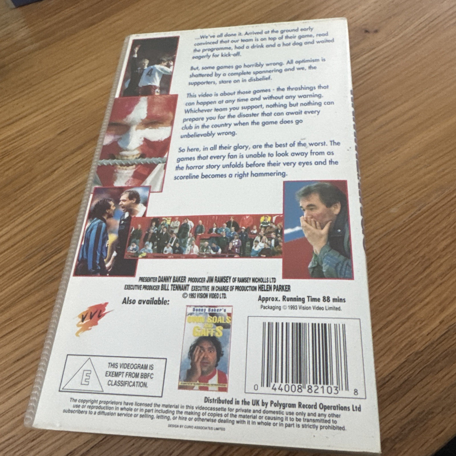 DANNY BAKER’S – RIGHT HAMMERINGS – 80 mins of the worst football nightmares VHS