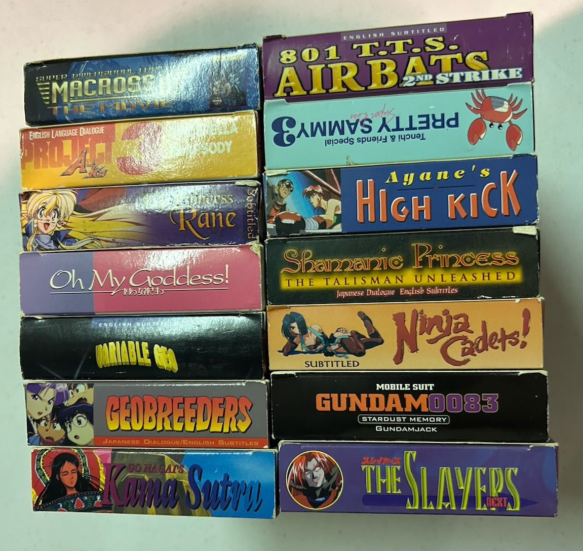 Lot of 14 Anime VHS Tapes Macross II Cinderella Rhapsody Variable Geo Gundam Etc