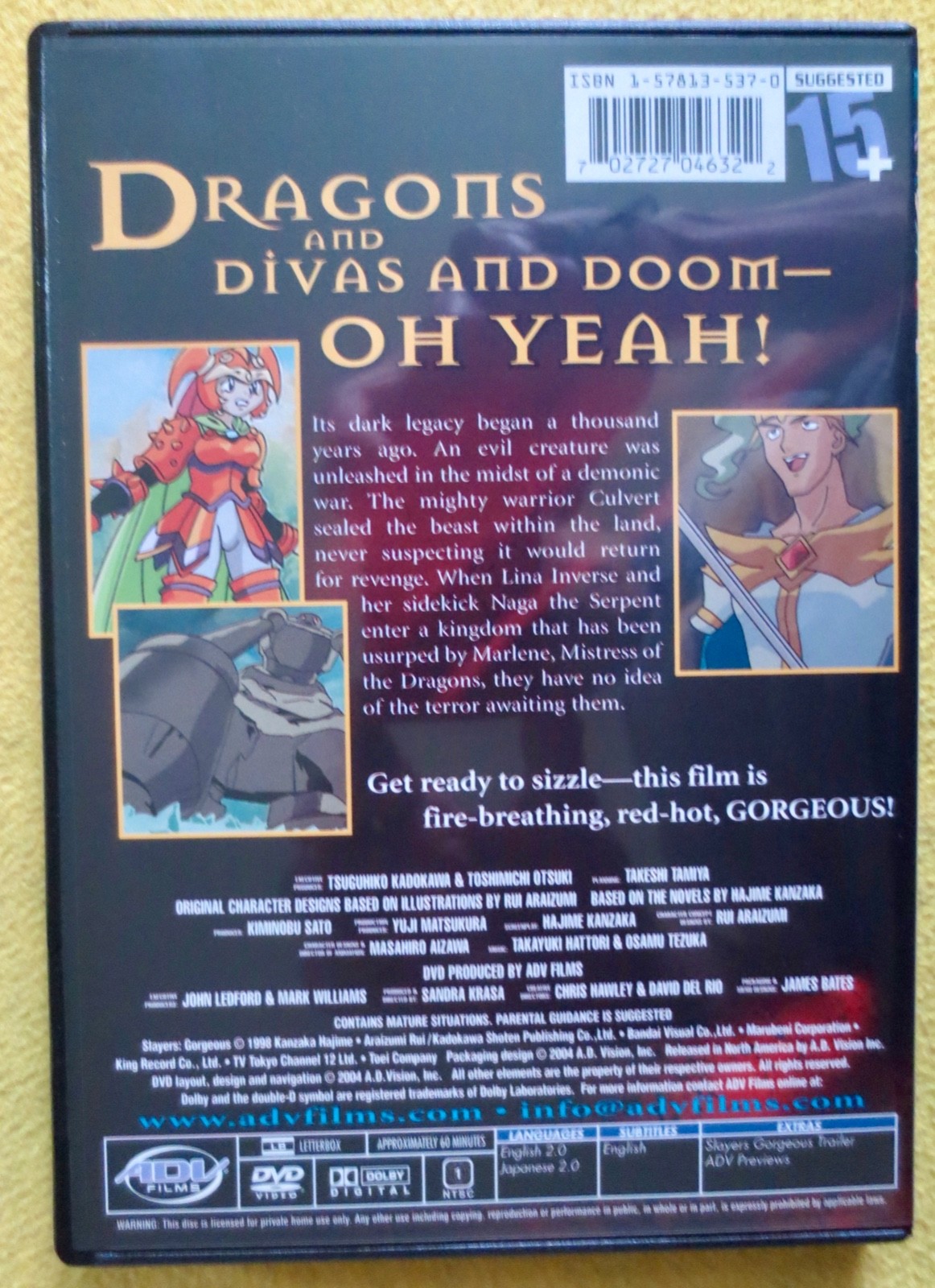Slayers – Gorgeous the movie DVD 2004 ADV Films disc unscratched and clean