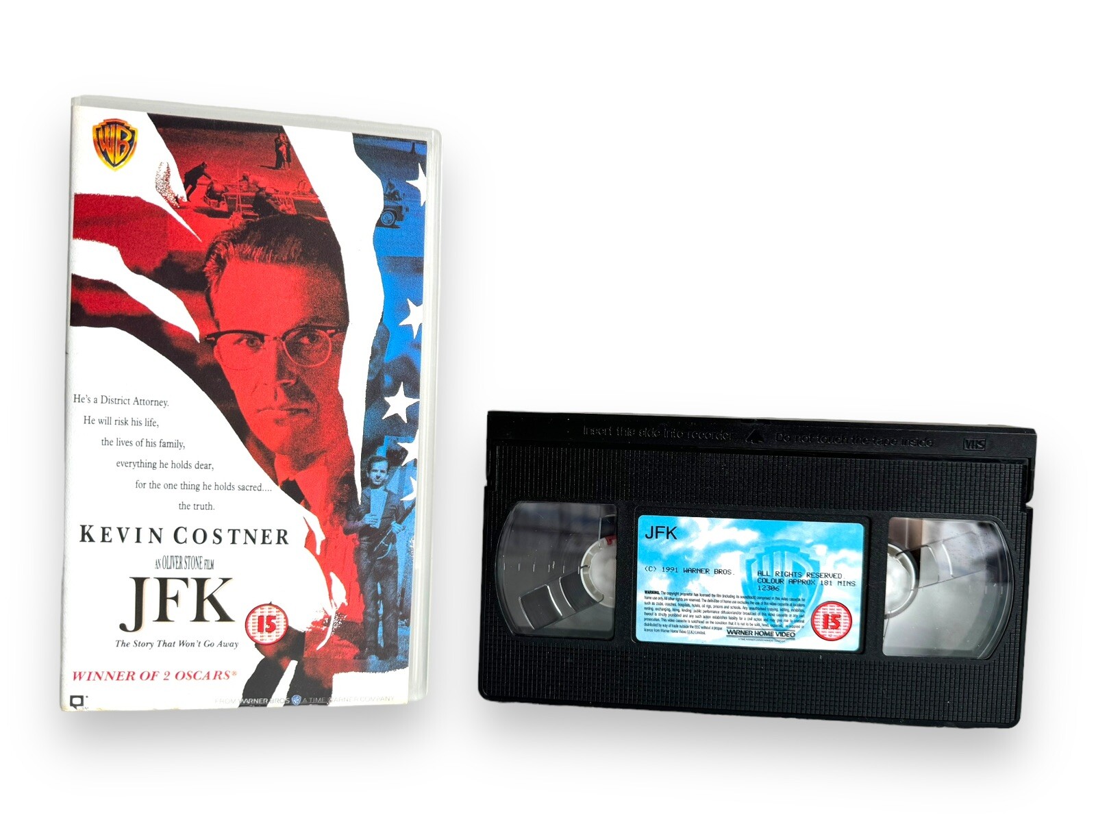 JFK Oliver Stone VHS PAL 1992 Kevin Costner Historical Drama Thriller Vintage