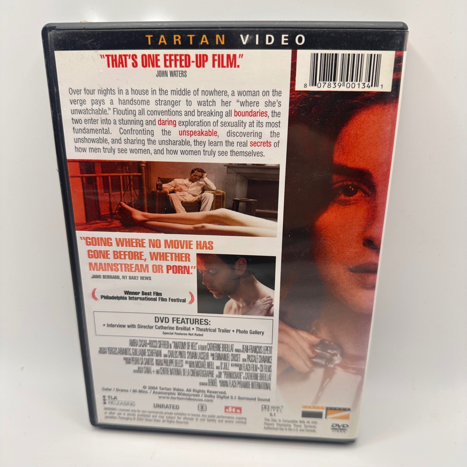 Anatomy of Hell DVD Catherine Breillat Tartan Video Amira Casar Rocco Siffredi