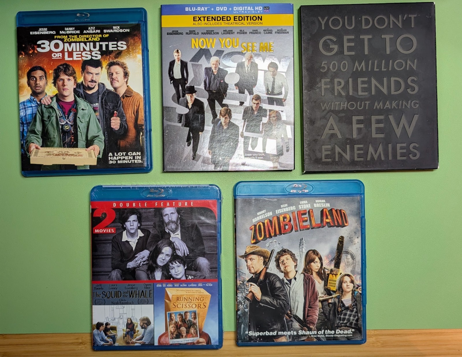 Jesse Eisenberg Blu-ray Lot 6 Films Zombieland The Social Network Now You See Me