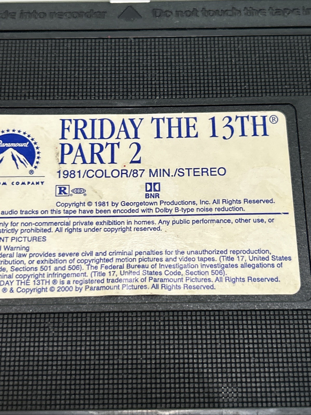 Friday the 13th Part 2 (VHS, 1981) Tape Only “ No COVER” Untested