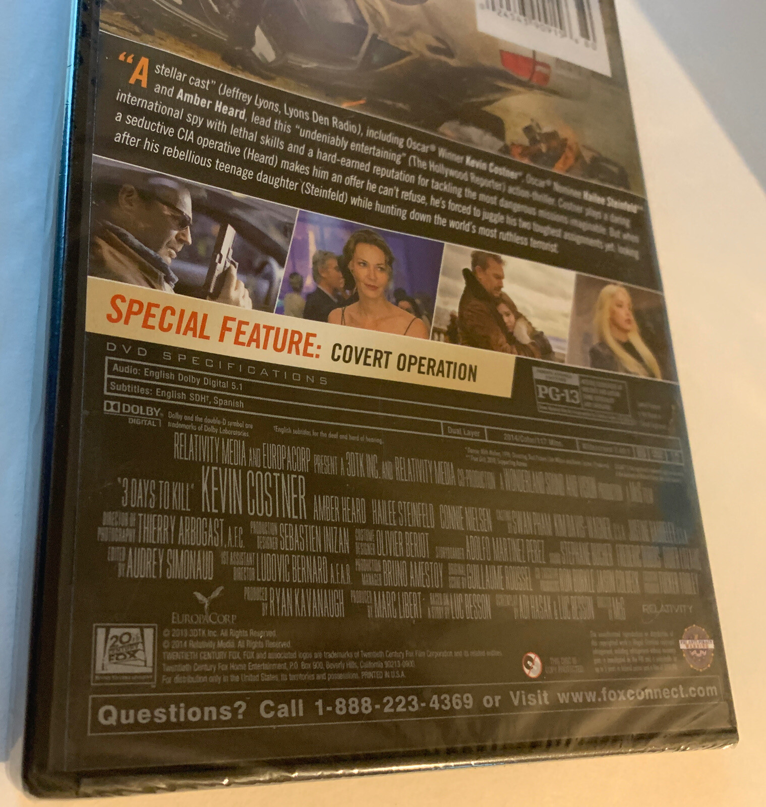 3 Days to Kill (DVD, 2014) Kevin Costner/Amber Heard
