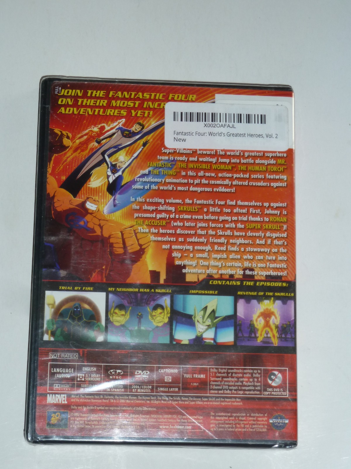 Fantastic Four: World’s Greatest Heroes Volume 2 DVD cartoon Impossible Man NEW!