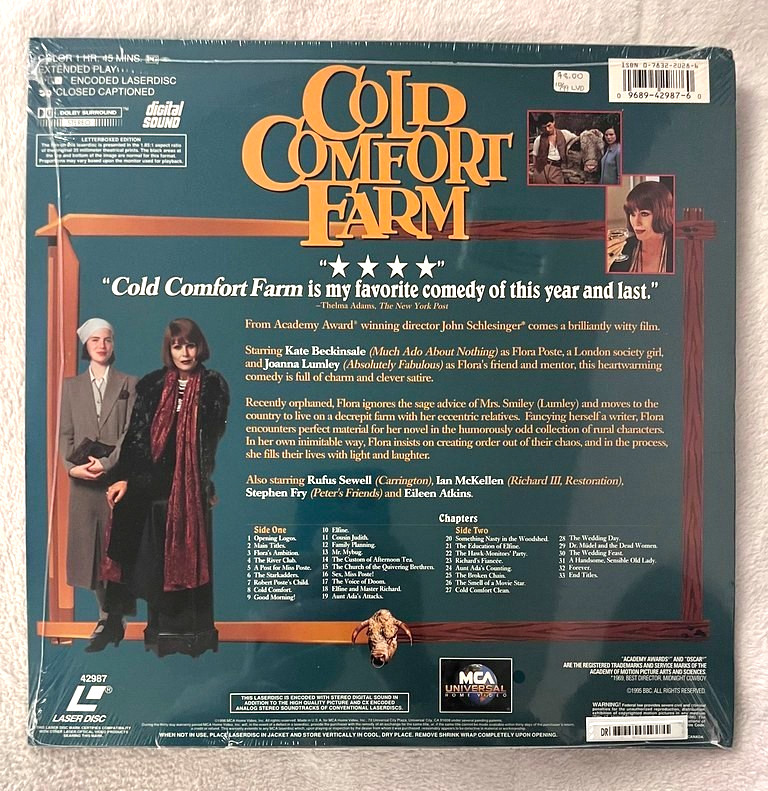 Cold Comfort Farm 1995 Laserdisc SEALED Kate Beckinsale Sir Ian McKellen