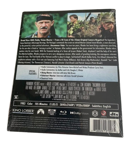 Uncommon Valor 4K UHD Blu-ray wSlipcover Gene Hackman Fred Ward Reb Brown Swayze