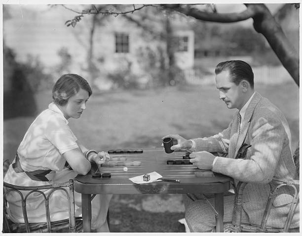 Fredric March And Florence Eldridge Playing Backgammon 1930 OLD MOVIE PHOTO