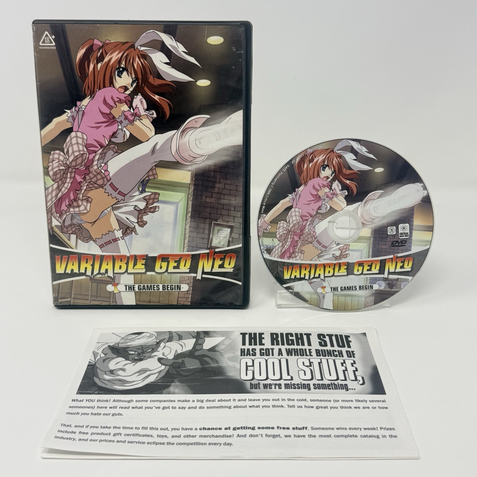 Variable Geo Neo Vol 1 The Game Begins Anime DVD OOP Fan Service Tested