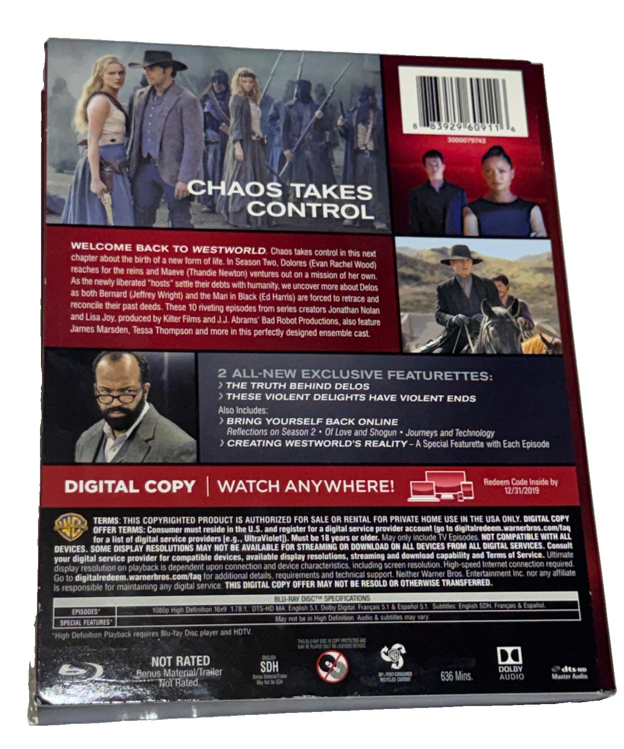 Westworld Season 1 & 2 Blu Ray DVD Set 2018 TV Series HBO Sci-Fi Drama Western