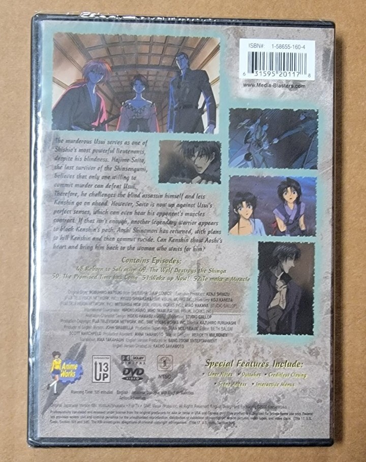 NEW SEALED Rurouni Kenshin (Vol. 12) Blind Justice (DVD)