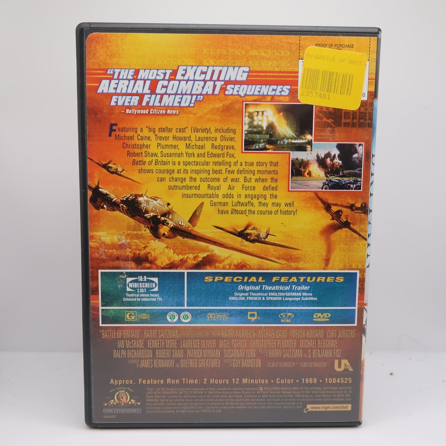 Battle of Britain DVD 1969 Laurence Olivier Michael Caine Christopher Plummer