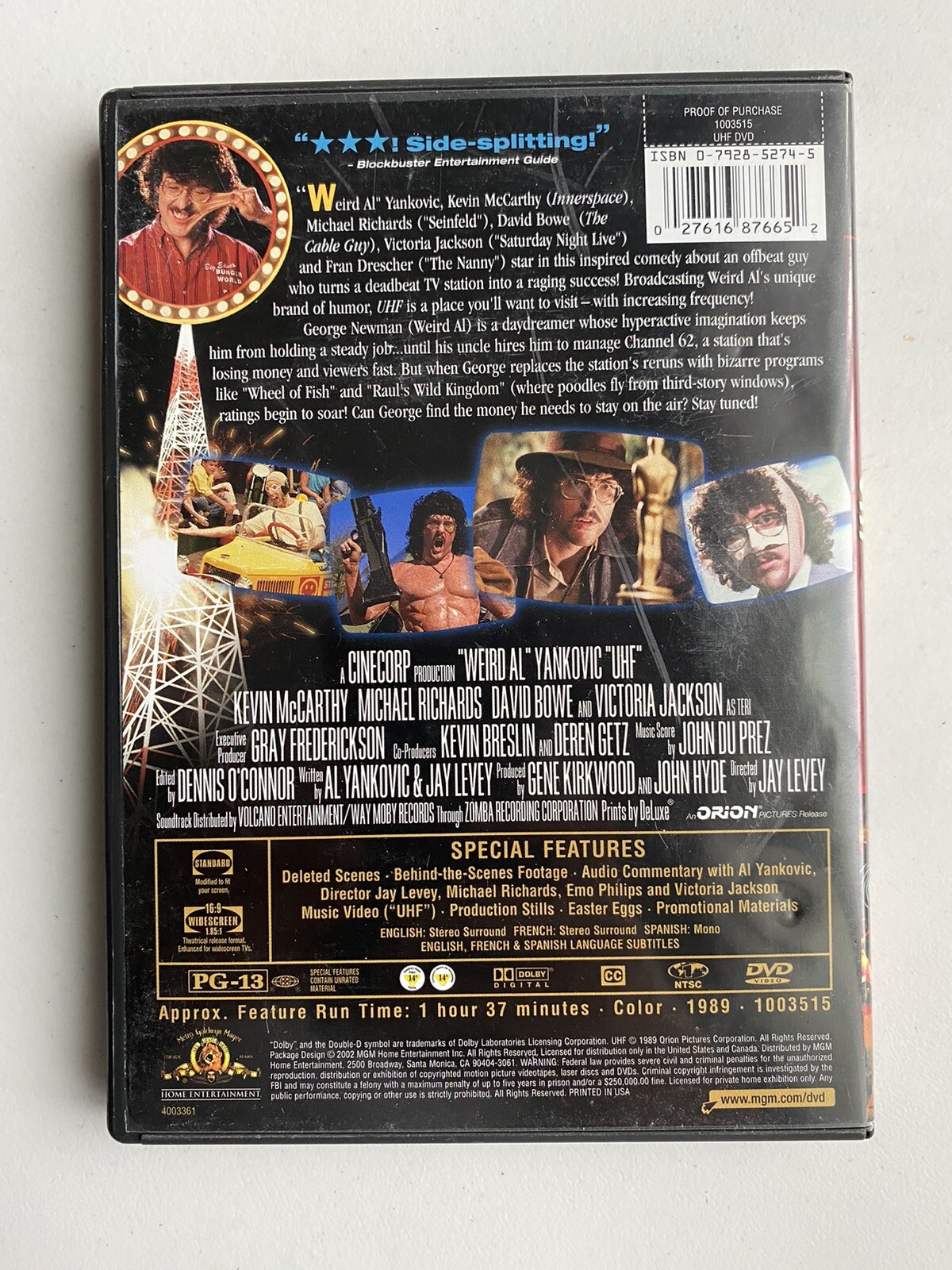 UHF Weird Al Yankovic DVD Widescreen & Full Frame Presentations Special Features
