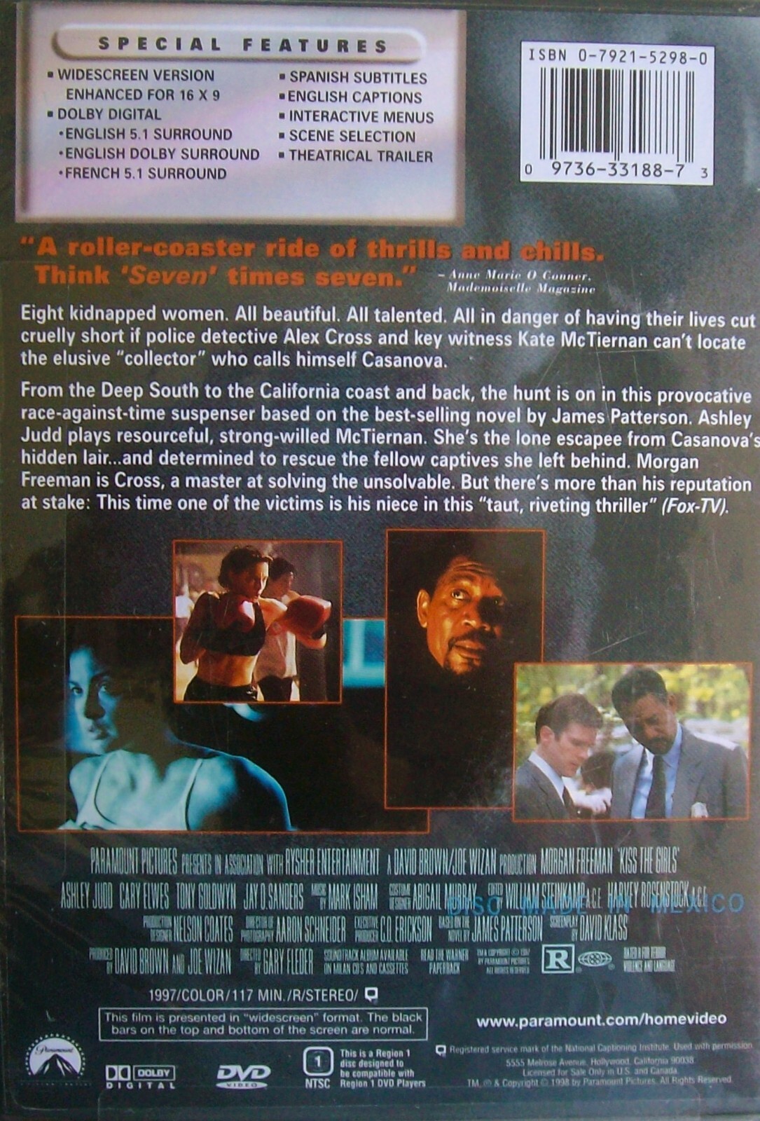 Kiss the Girls By Gary Fleder (DVD, 1998)Morgan Freeman, Ashley Judd, Cary Elwes