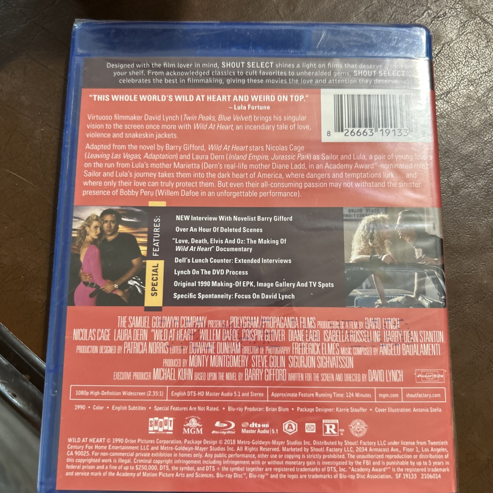 Blu-Ray DVD – Wild At Heart 1990 David Lynch – Nicolas Cage, Laura Dern – SEALED