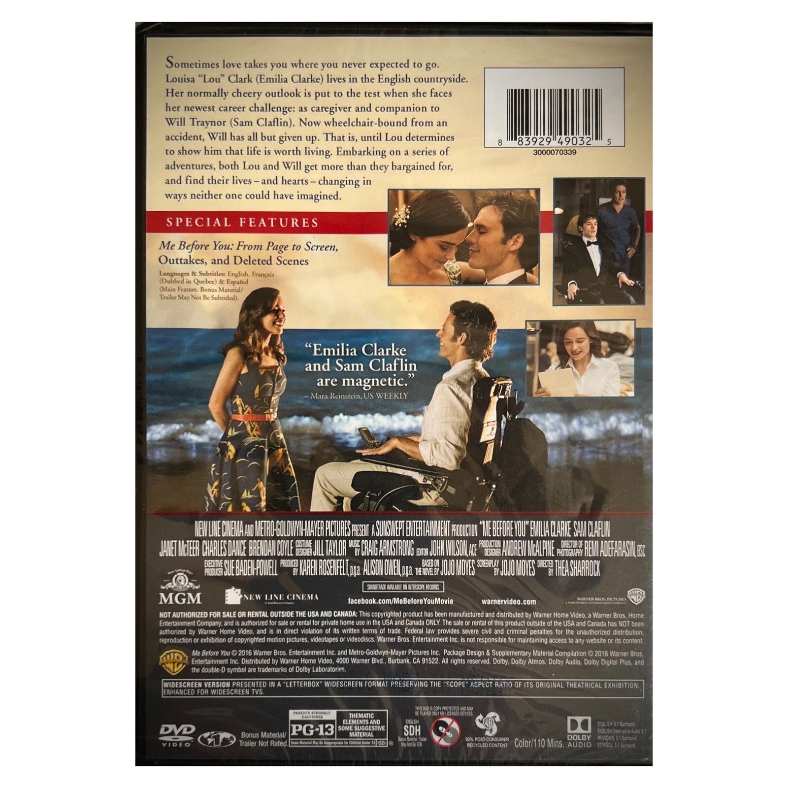 Me Before You (DVD, 2016) Emilia Clarke – NEW SEALED