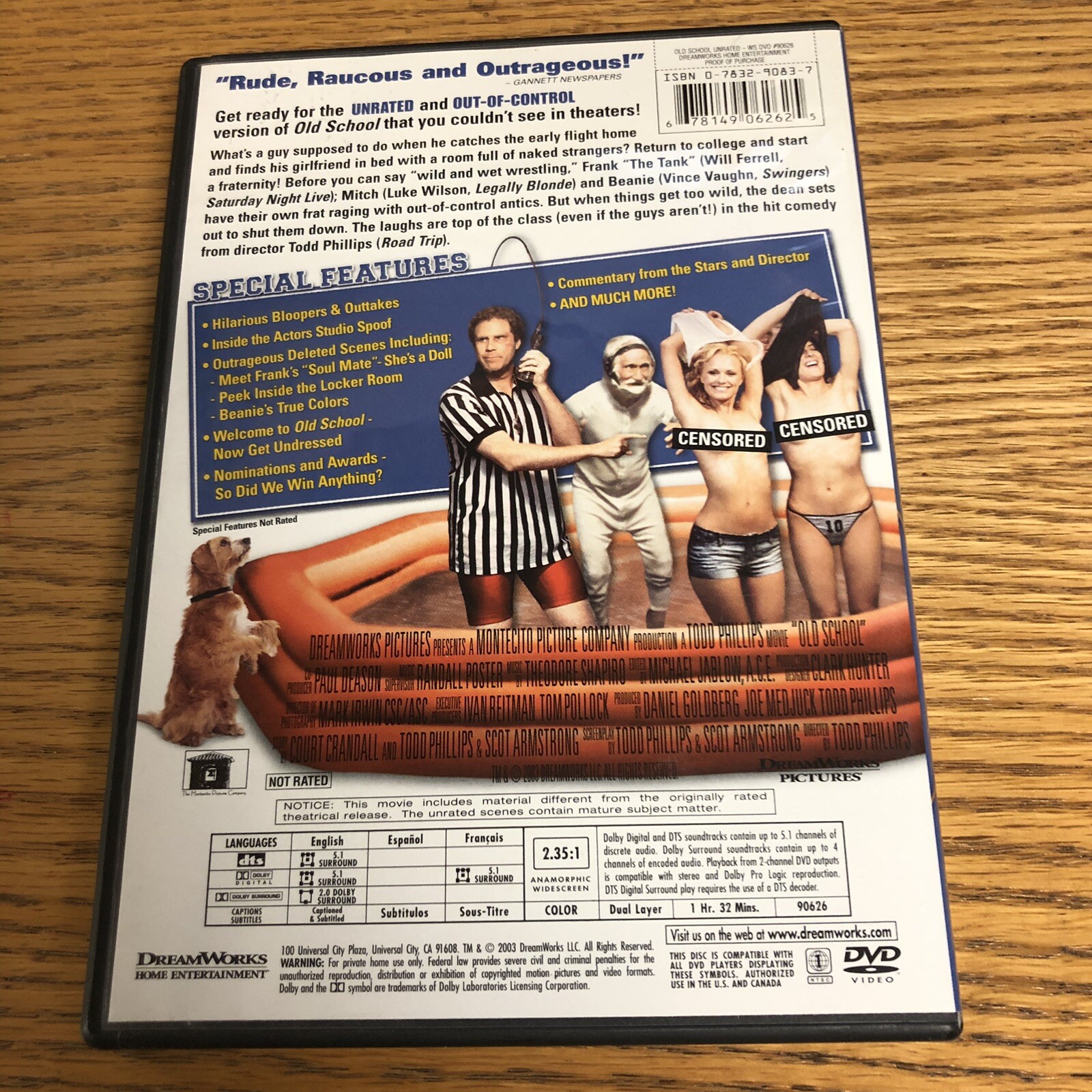 Old School (DVD, 2003, Widescreen Unrated Version) Comedy Wilson Ferrell Vaughn