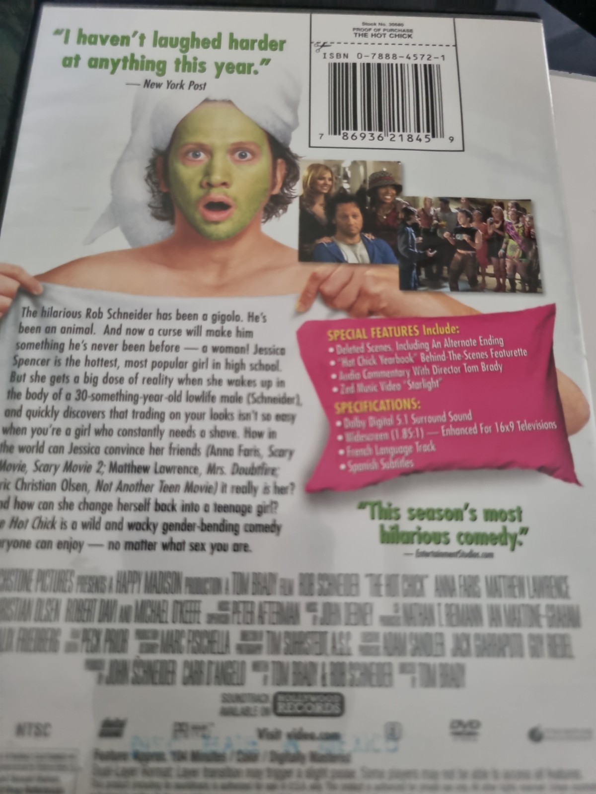 DVD: The Hot Chick, Rob Schneider Rachel McAdams, Comedy Fantasy, Widescreen