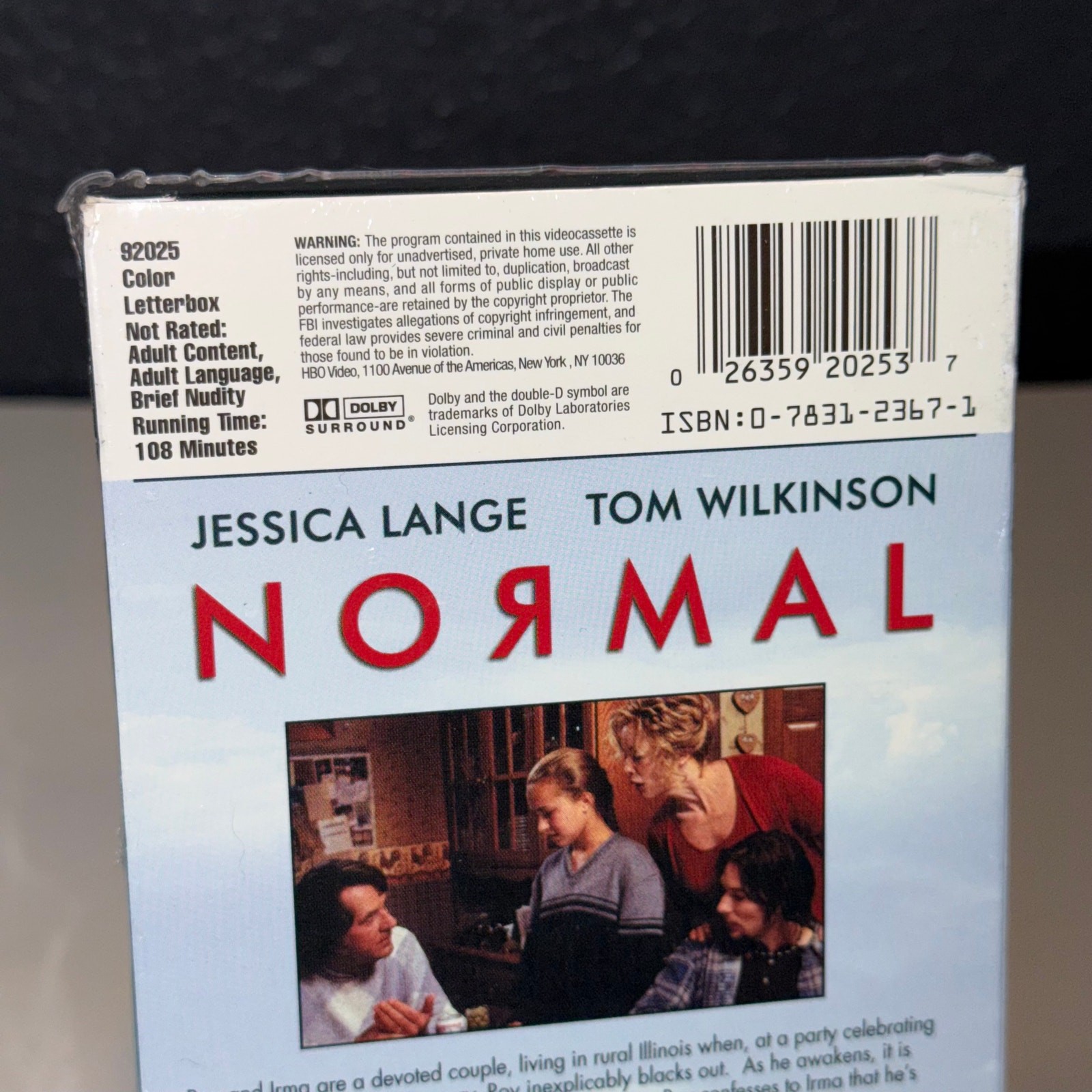 Normal VHS Sealed Jessica Lange Tom Wilkinson HBO Films LGBT Drama Rare