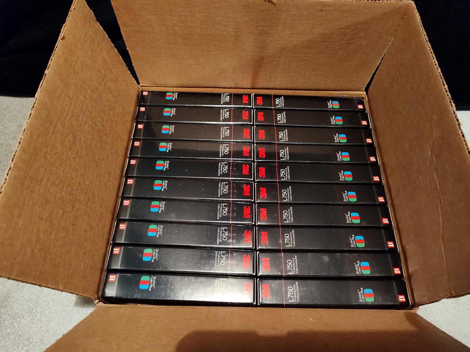 Case Lot of 20 SEALED! Vtg Scotch 3M L750 Betamax Videocassette Color Plus Tapes