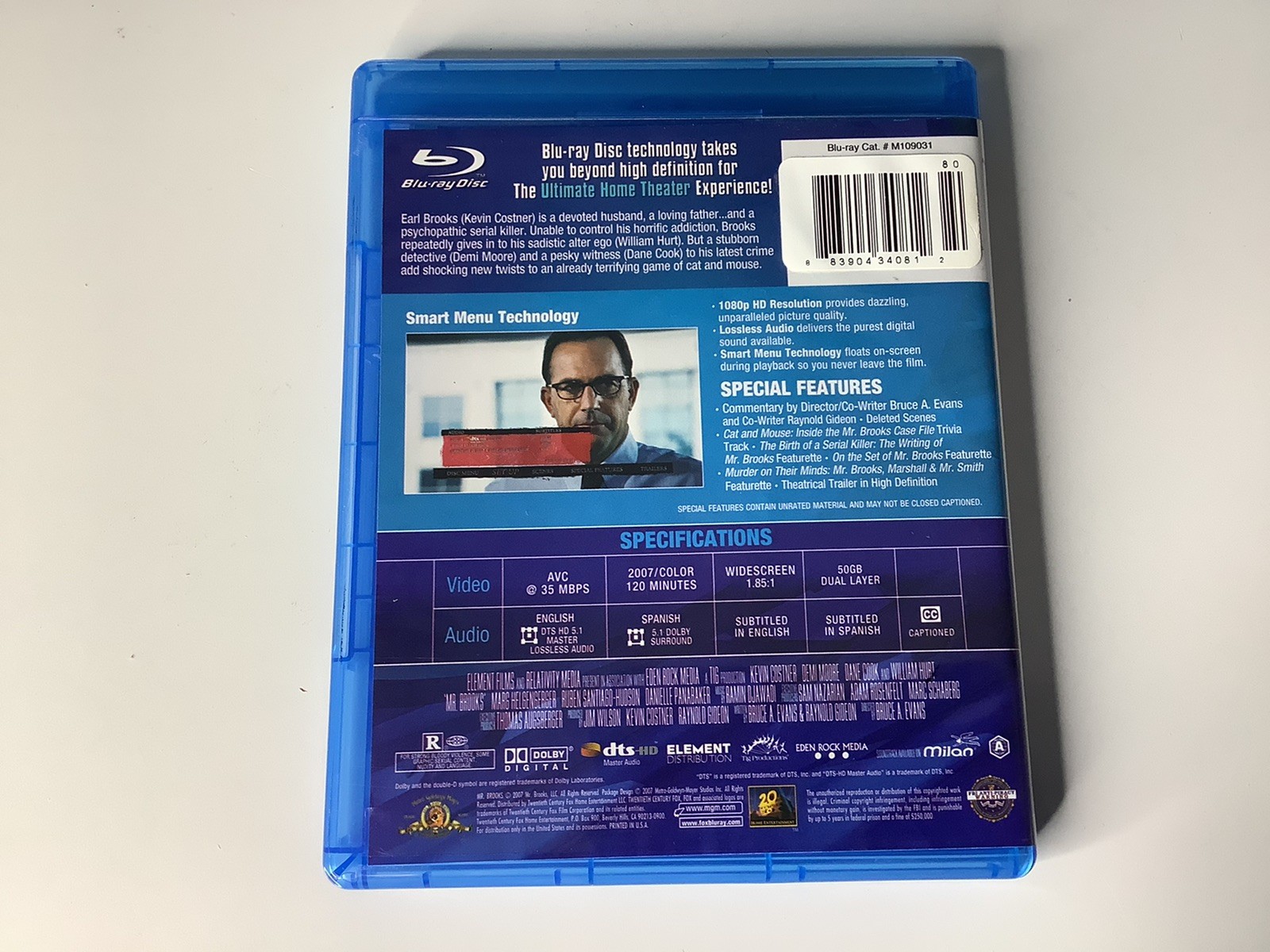 MR. BROOKS (Blu-ray, 2007) Kevin Costner Demi Moore Dane Cook William Hurt