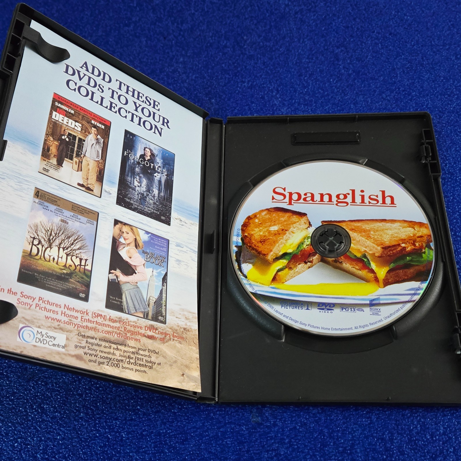 Spanglish (2004, DVD) Comedy Romance Movie – Adam Sandler, Téa Leoni, Paz Vega