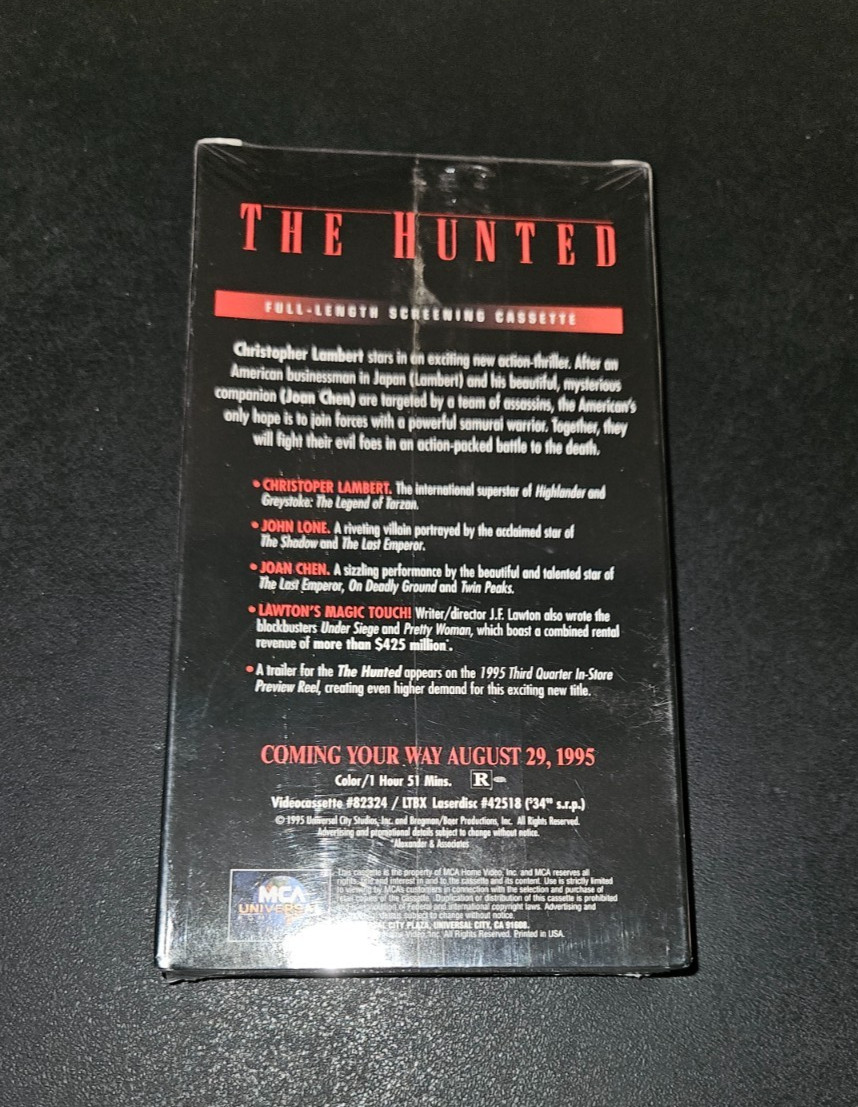 The Hunted (VHS, 1995) Christopher Lambert Rare Screener Demo Brand New Sealed