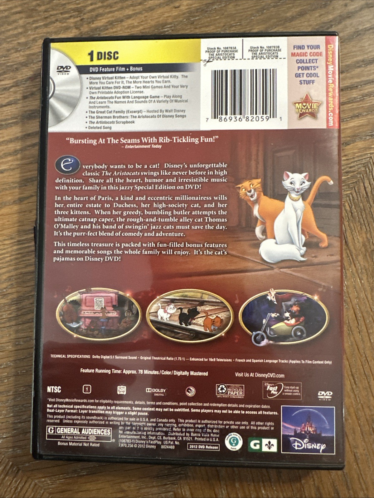The Aristocats (DVD, 1970) Clean Disc