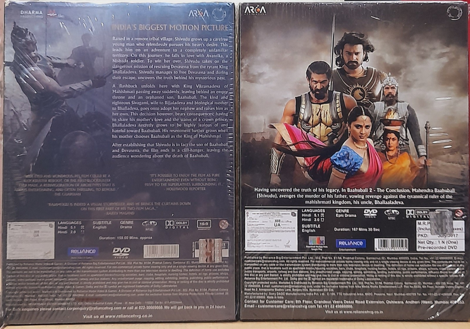 Bahubali + Bahubali 2 – Bollywood Hindi Movie 2 DVDs Set With Slipcover ALL/0