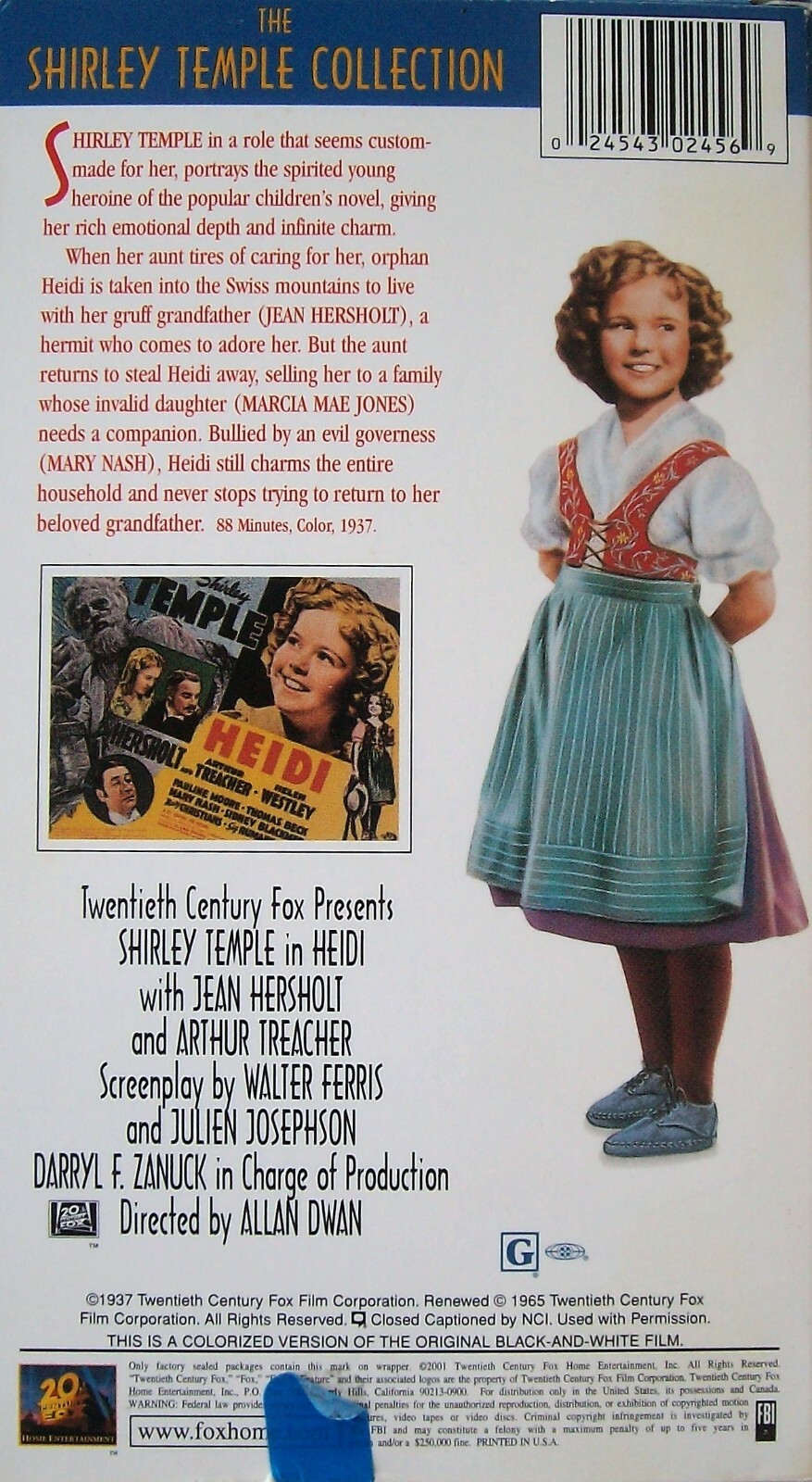 Heidi, 1937: The Little Goat Girl Vintage VHS, 2001, VG) Shirley Temple