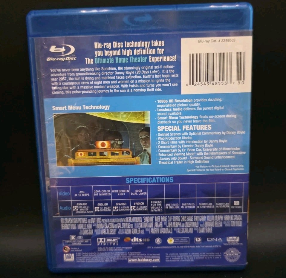 Sunshine Blu Ray 2007 Cillian Murphy Sci-Fi OOP Danny Boyle Alex Garland RARE VG