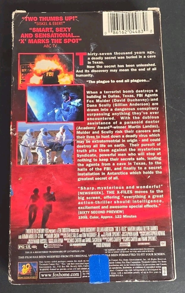 X-Files Movie And Television Seasons Lot Of 4 VHS Video Tapes Pilot, Deep Throat