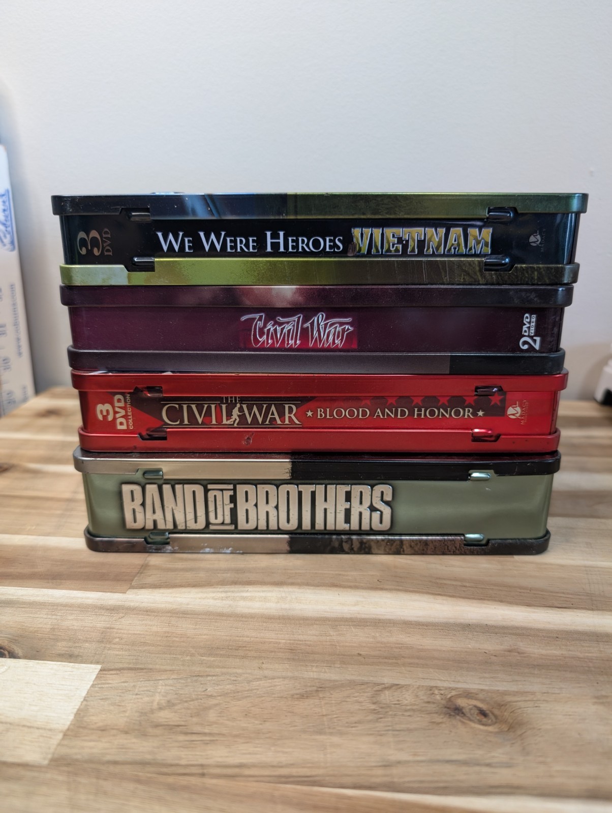 War Military DVD Lot Tin Collection Cases Vietnam Civil War Band of Brothers