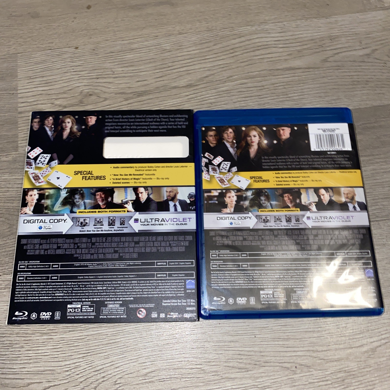 Now You See Me Blu-ray DVD 2013 Extended Edition Jesse Eisenberg Mark Ruffalo