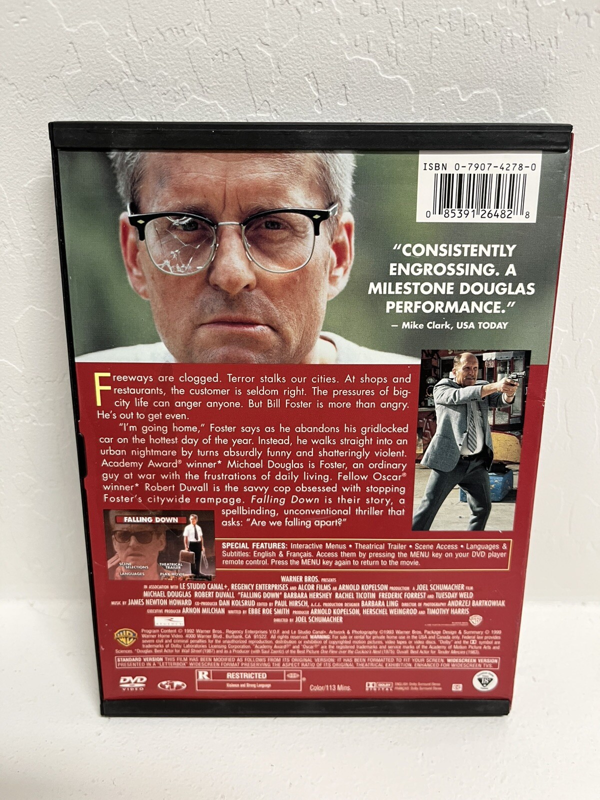 Falling Down (DVD, 1999, Snap Case) Michael Douglas Great Condition Tested Works