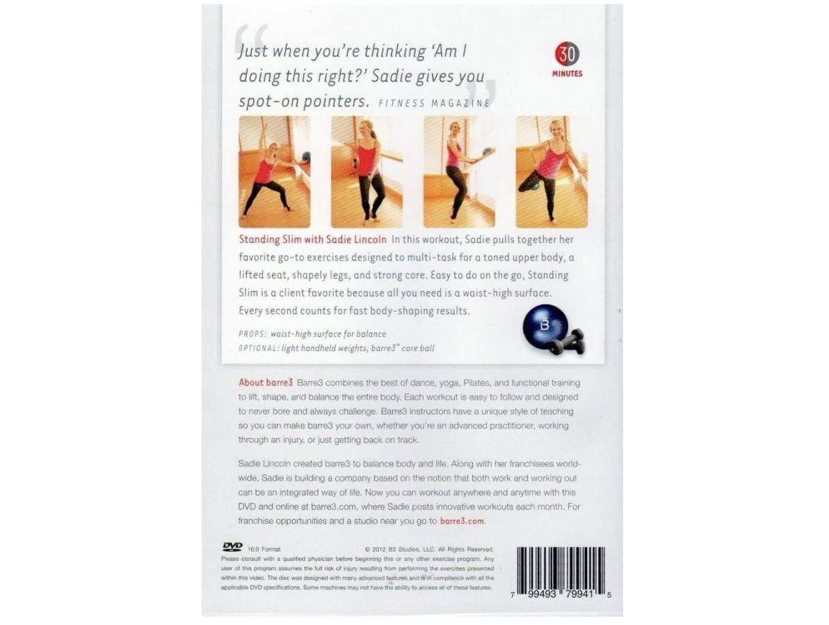 Barre3 Standing Slim w/ Sadie Lincoln 30 Minutes Fitness DVD New/Sealed