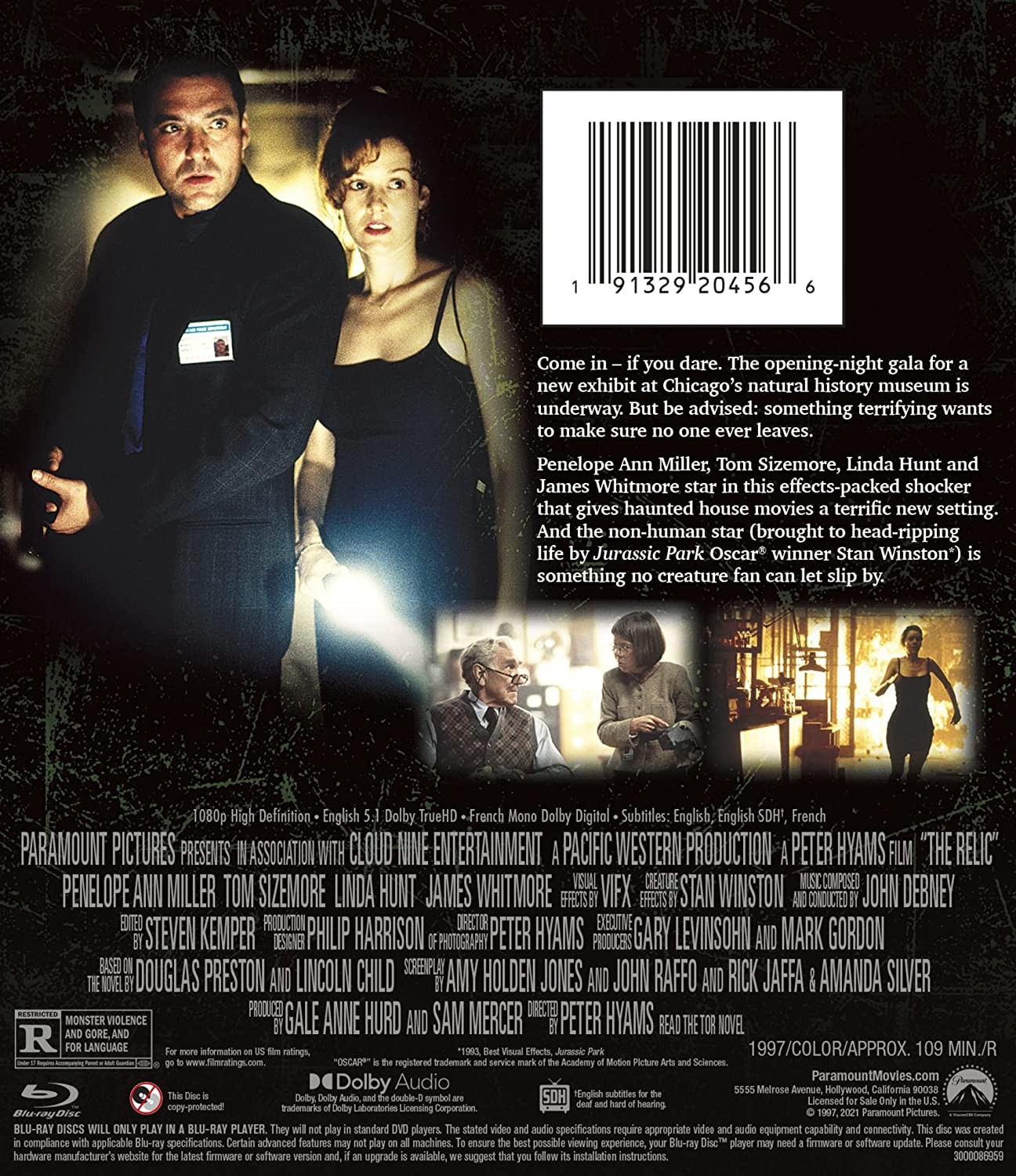 The Relic (Blu-ray) Penelope Ann Miller Tom Sizemore Linda Hunt James Whitmore