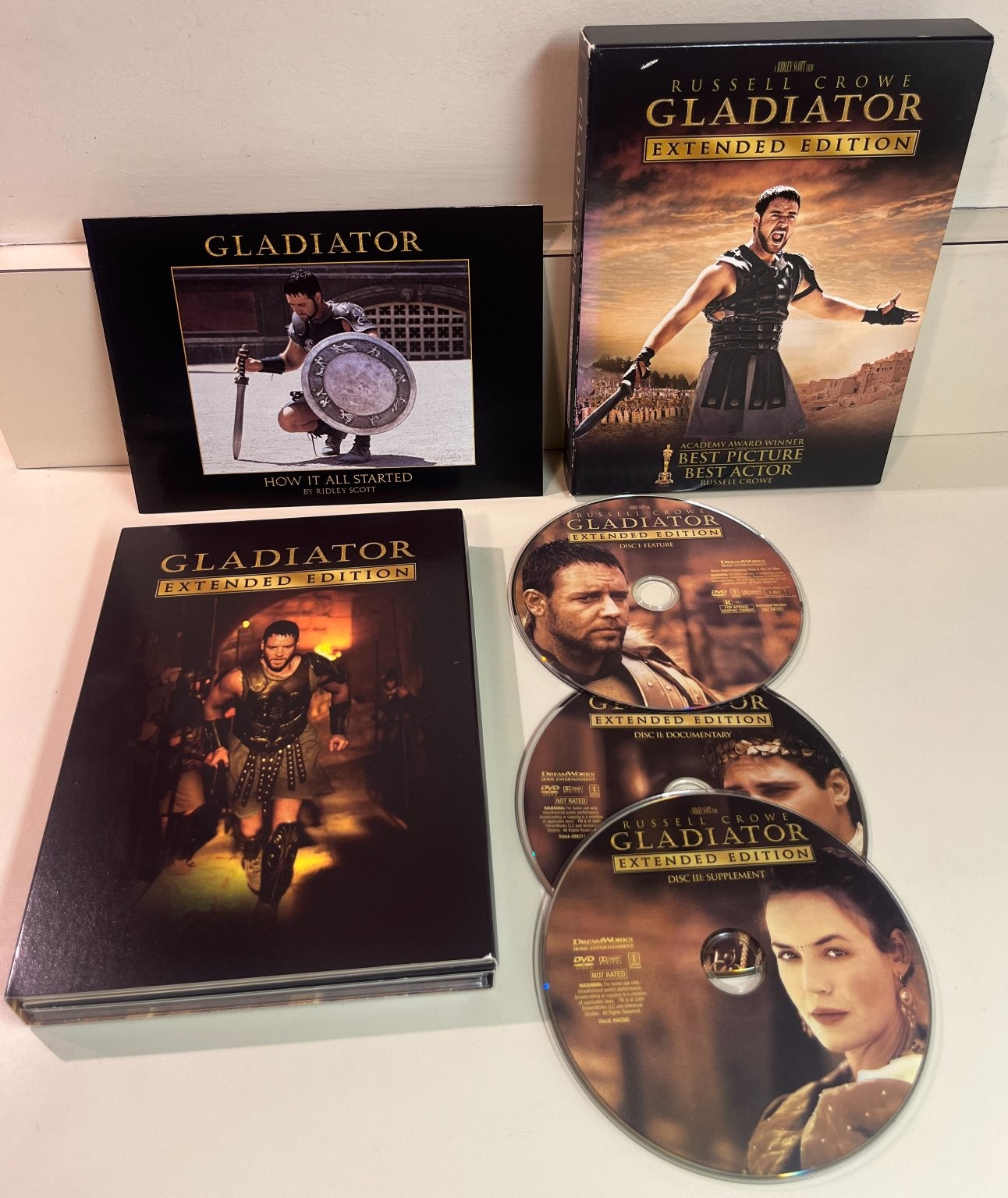 Gladiator Extended Edition DVD, 2005 Original Epic, 3-Discs, Booklet, Bonus