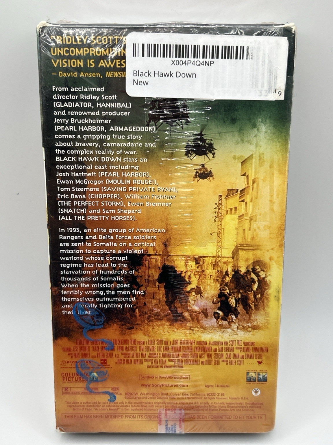 Black Hawk Down VHS New Sealed 2002 Ridley Scott Josh Hartnett War Movie
