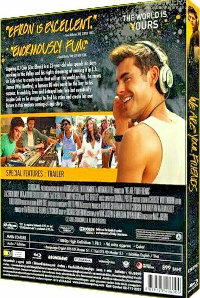 We Are Your Friends (2015) Blu-ray Region A – Zac Efron, Wes Bentley, Music DJ