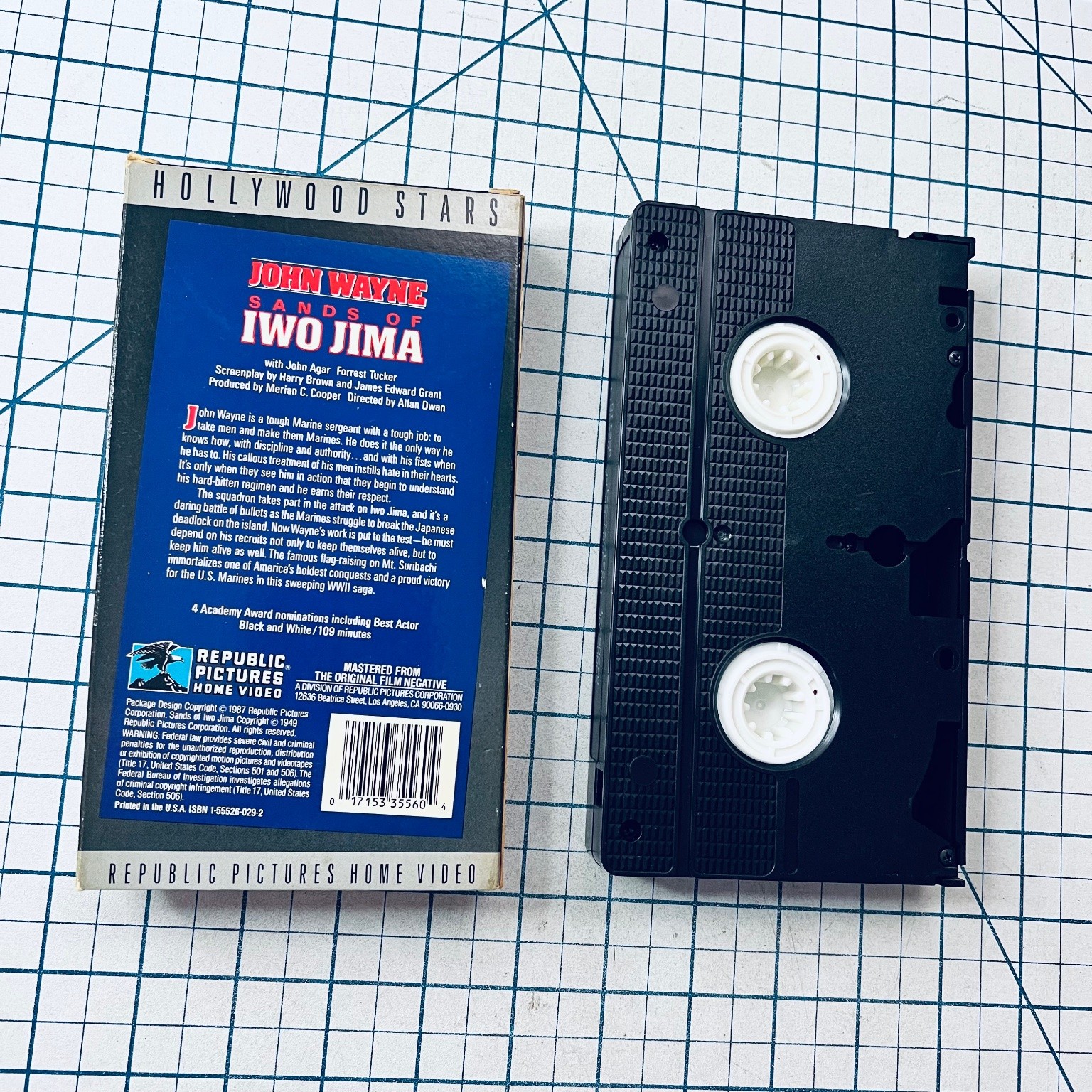 Sands of Iwo Jima VHS 1949 WWII War Drama John Wayne Republic Pictures USED